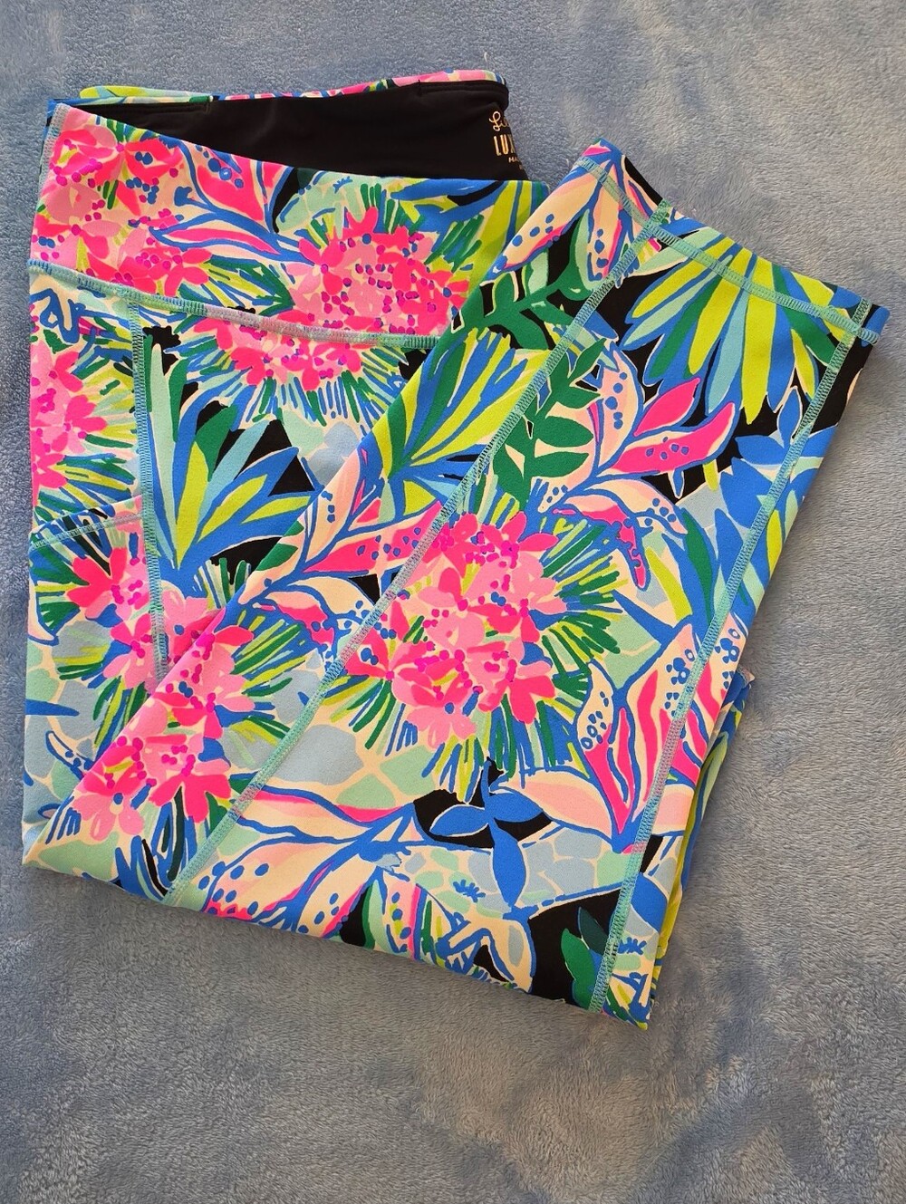 LILLY PULITZER LUXLETIC WEEKENDER HIGH RISE CROP LEGGINGS YOU ME AND GIRAFFEE - Picture 5 of 5